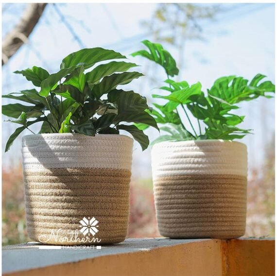 Jute Made Flower Pot Floor Indoor Planters 3 Pcs