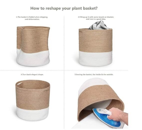 Jute Made Flower Pot Floor Indoor Planters 3 Pcs